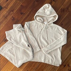 Cozy Cream Knit Hoodie and pant Set